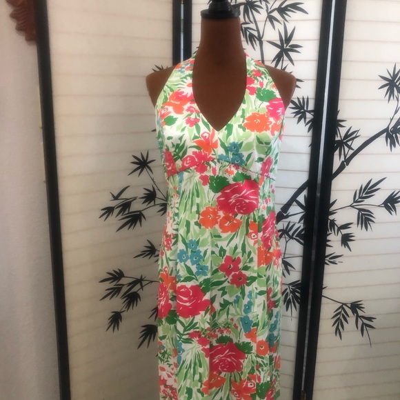 Chaps Summery Floral Halter Dress Size 12 Vintage Marilyn Monroe Halter Style - Picture 11 of 15